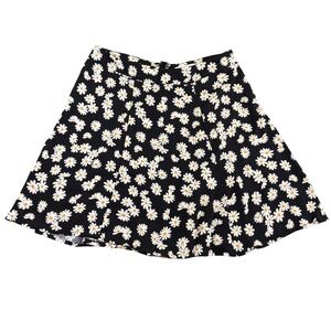 Reformation‎ Black Daisy Print A-Line Mini Skirt Size 6 Black White Yellow